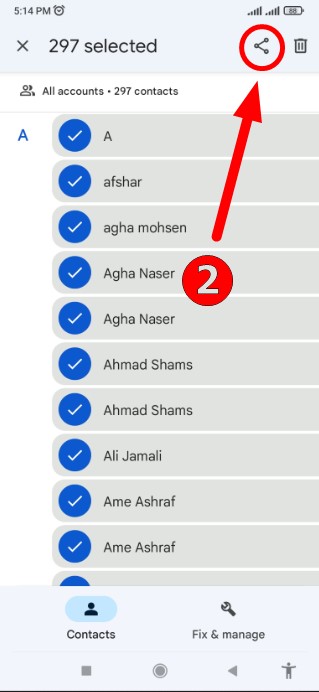 بکاپ گرفتن از مخاطبین با موبایل عکس 3
