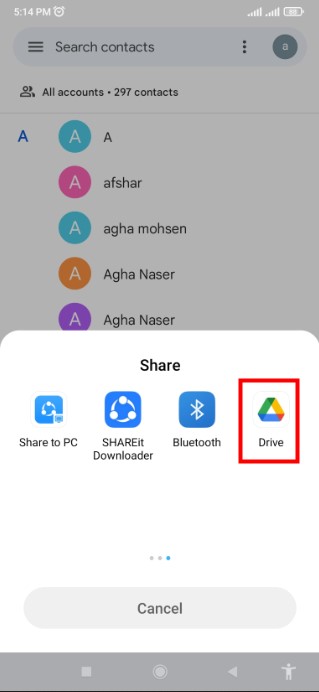 بکاپ گرفتن از مخاطبین با موبایل عکس 4